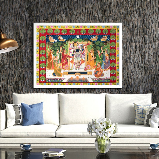 Hand Painted Pichwai Shrinathjii Celebration (5ft by 4ft) Unframed