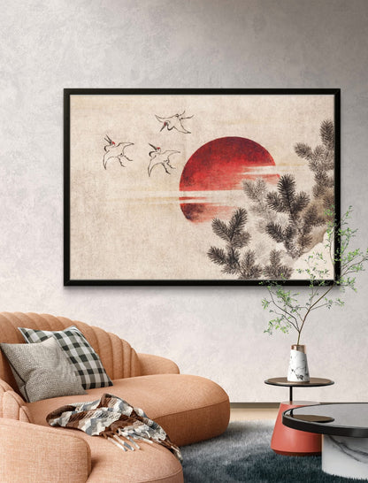 Red Sun with Trees