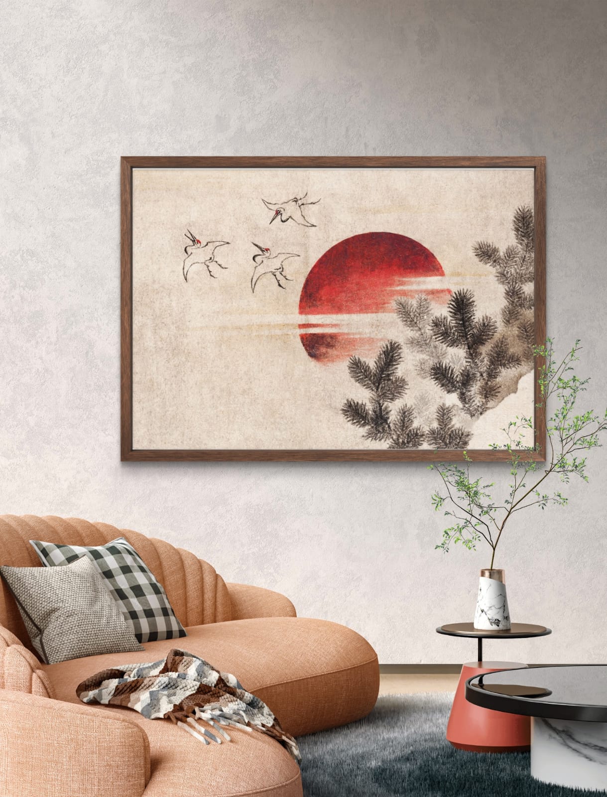 Red Sun with Trees