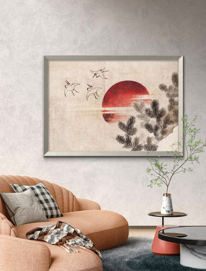 Red Sun with Trees