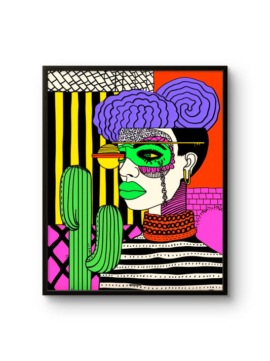 Neon Pop Art Woman Portrait