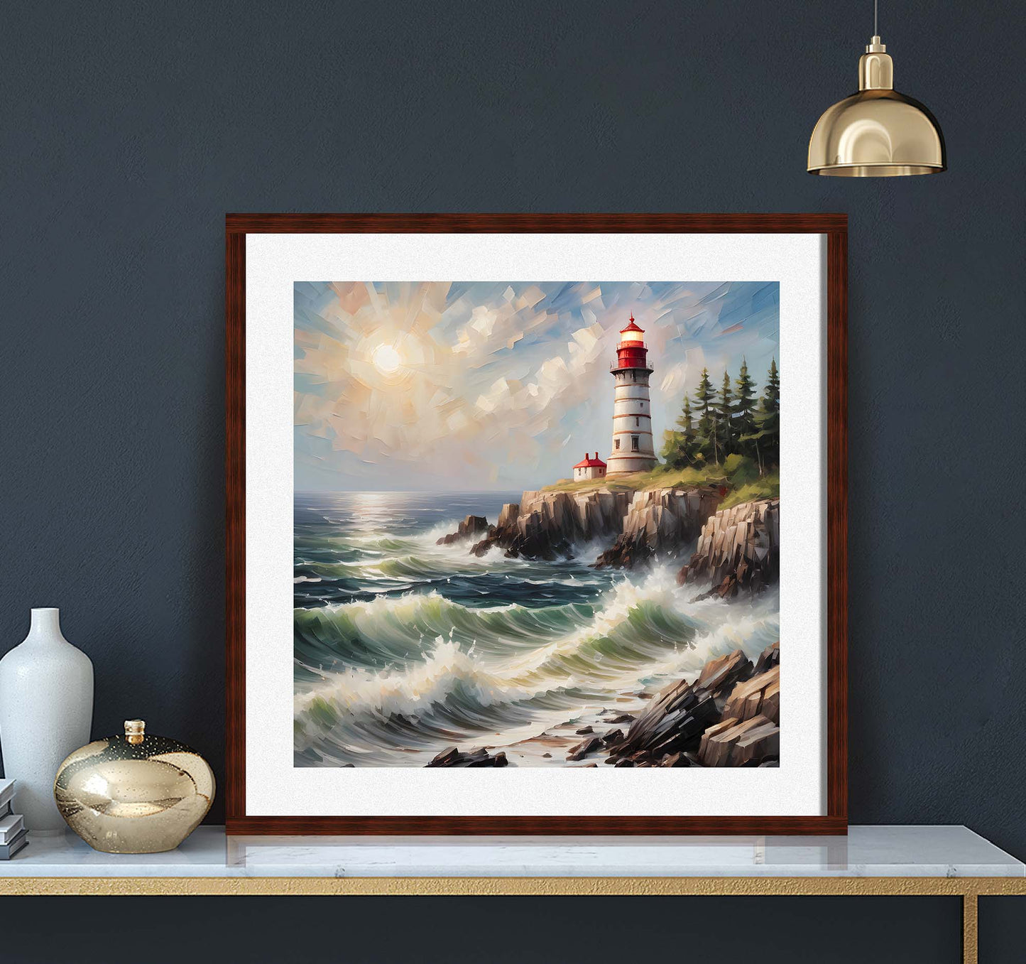 A lighthouse at the sea